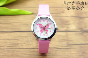 Nazeyt kids cartoon watch girls lovely butterfly dial luminous hands crystal