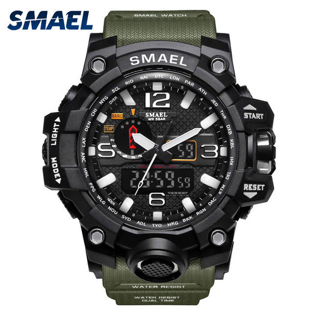SMAEL Men Wrist Watch Sport Dual Display Analog Electronic
