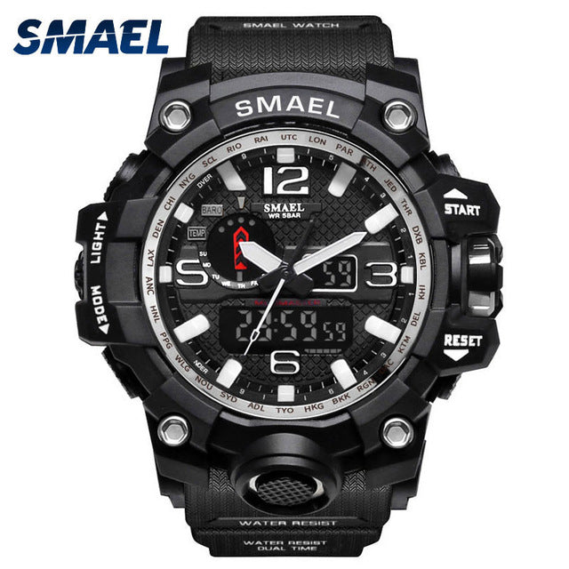 SMAEL Men Wrist Watch Sport Dual Display Analog Electronic