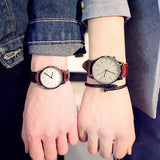 Fashion Vintage Student Couple Watch Leather Quartz