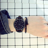 Fashion Vintage Student Couple Watch Leather Quartz