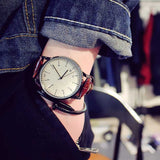 Fashion Vintage Student Couple Watch Leather Quartz
