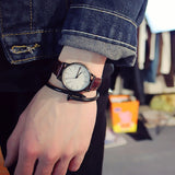 Fashion Vintage Student Couple Watch Leather Quartz