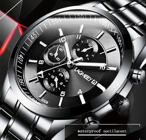 Men Black Watches Luxury Full Steel Watch Masculino Relogio Men's Sports