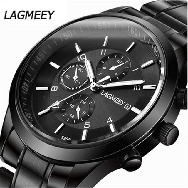 Men Black Watches Luxury Full Steel Watch Masculino Relogio Men's Sports