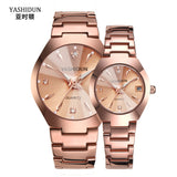 Couple Watch Rose Gold Quartz Watch Classic Unisex Stainless Steel Lover's