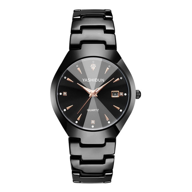 Couple Watch Rose Gold Quartz Watch Classic Unisex Stainless Steel Lover's