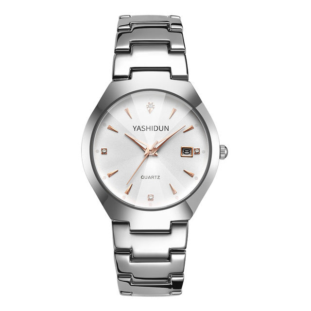 Couple Watch Rose Gold Quartz Watch Classic Unisex Stainless Steel Lover's